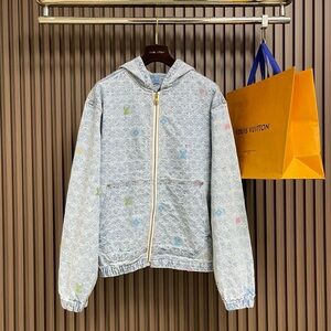 LV Monogram Craggy Light Blue Hooded Denim Jacket